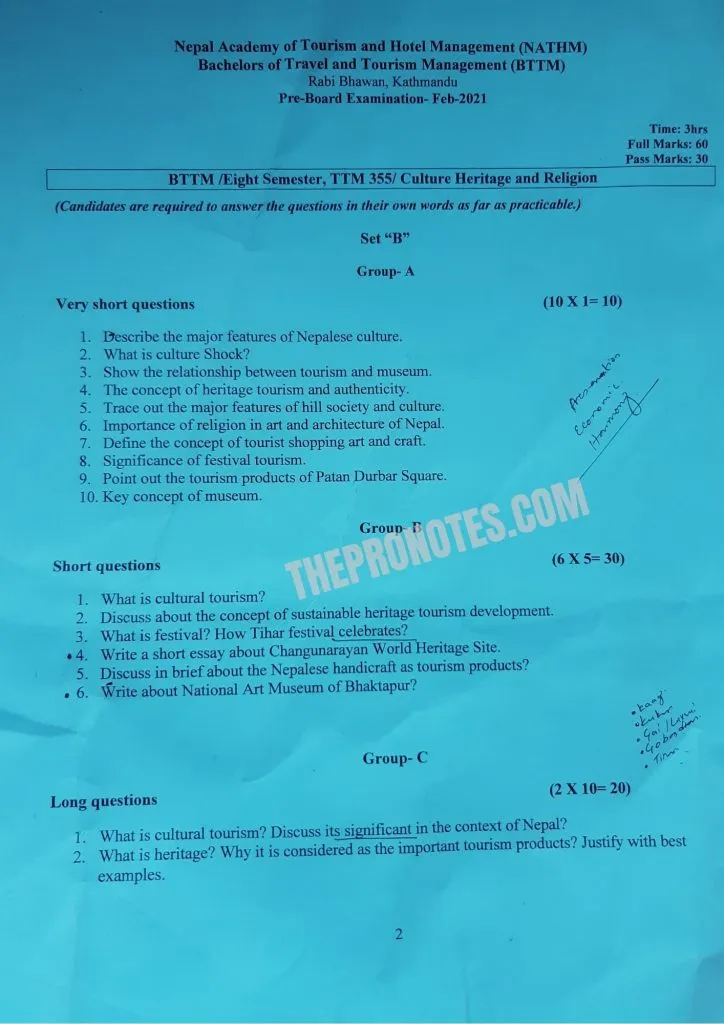 Culture, Heritage and Religion old question set