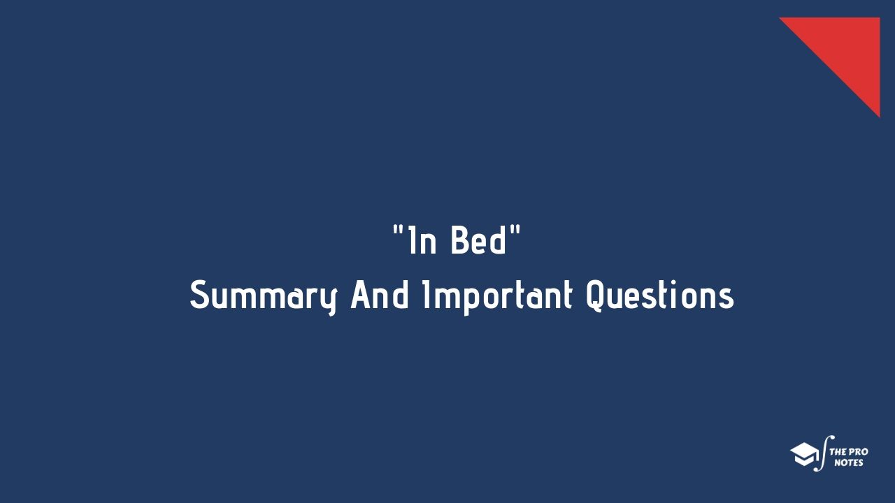 In Bed Summary And Important Questions