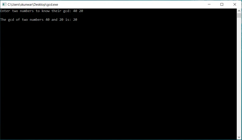 Recursive Program to Find Gcd of Two Numbers
